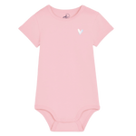 bedruckter Baby Body mit Herz in der Farbe Cotton Pink Rosa