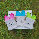 Hasenebutel mit bunten Ohren
