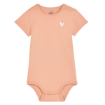 bedruckter Baby Body mit Herz in der Farbe Fraiche Peche Pfirsich