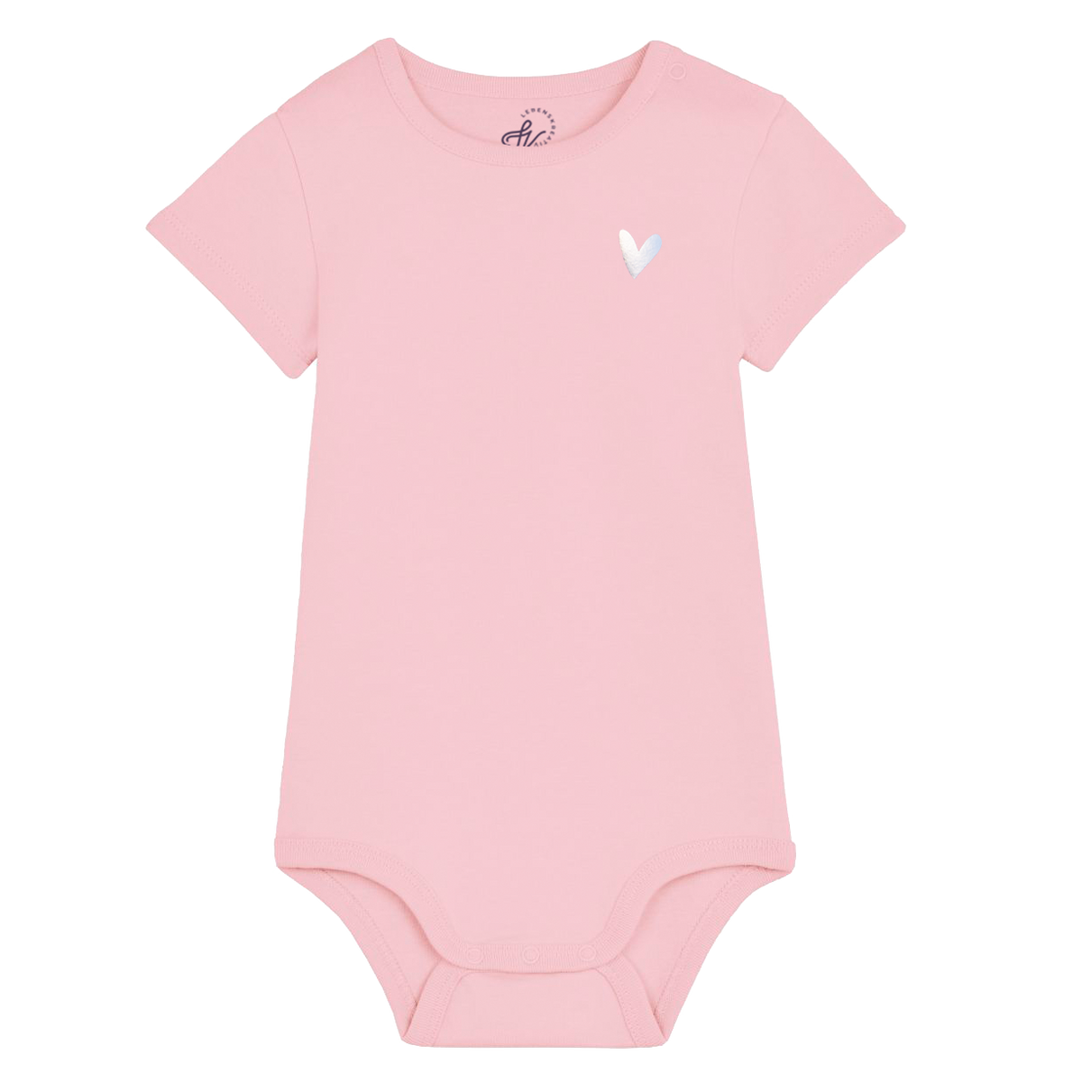 bedruckter Baby Body mit Herz in der Farbe Cotton Pink Rosa