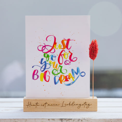 Postkarte mit Lettering "Just go for your big dream"
