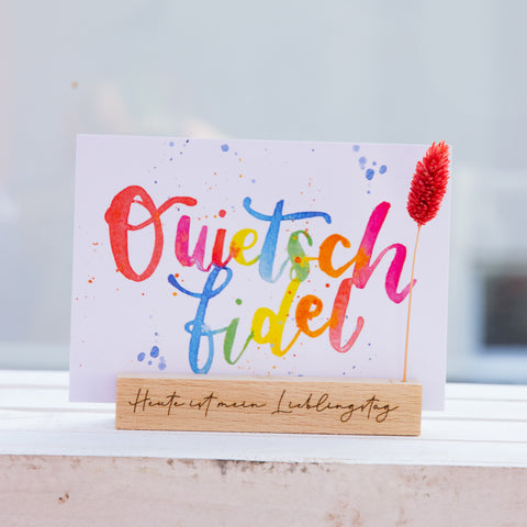 Postkarte mit Lettering "Quietschfidel"