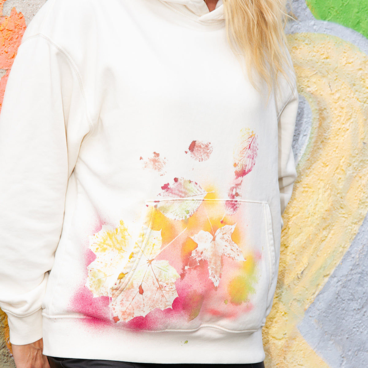 Hoodie Leaves Creme