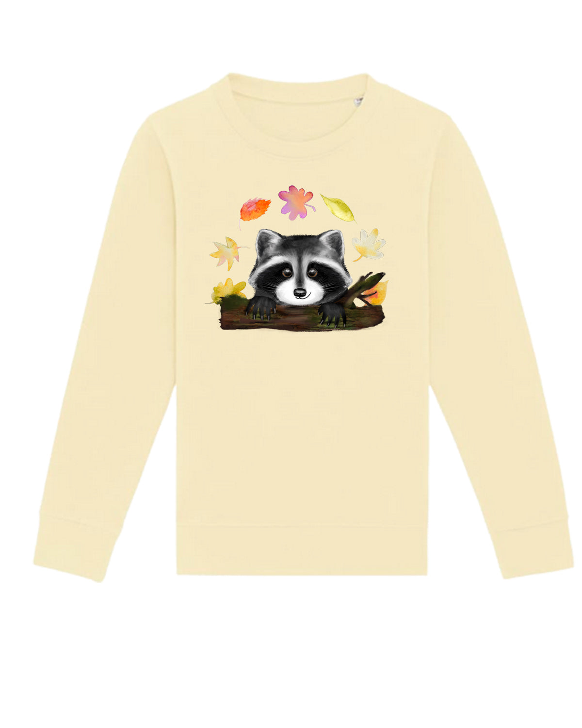 Kinder sweatshirt mit Waschbär in der Farbe Butter