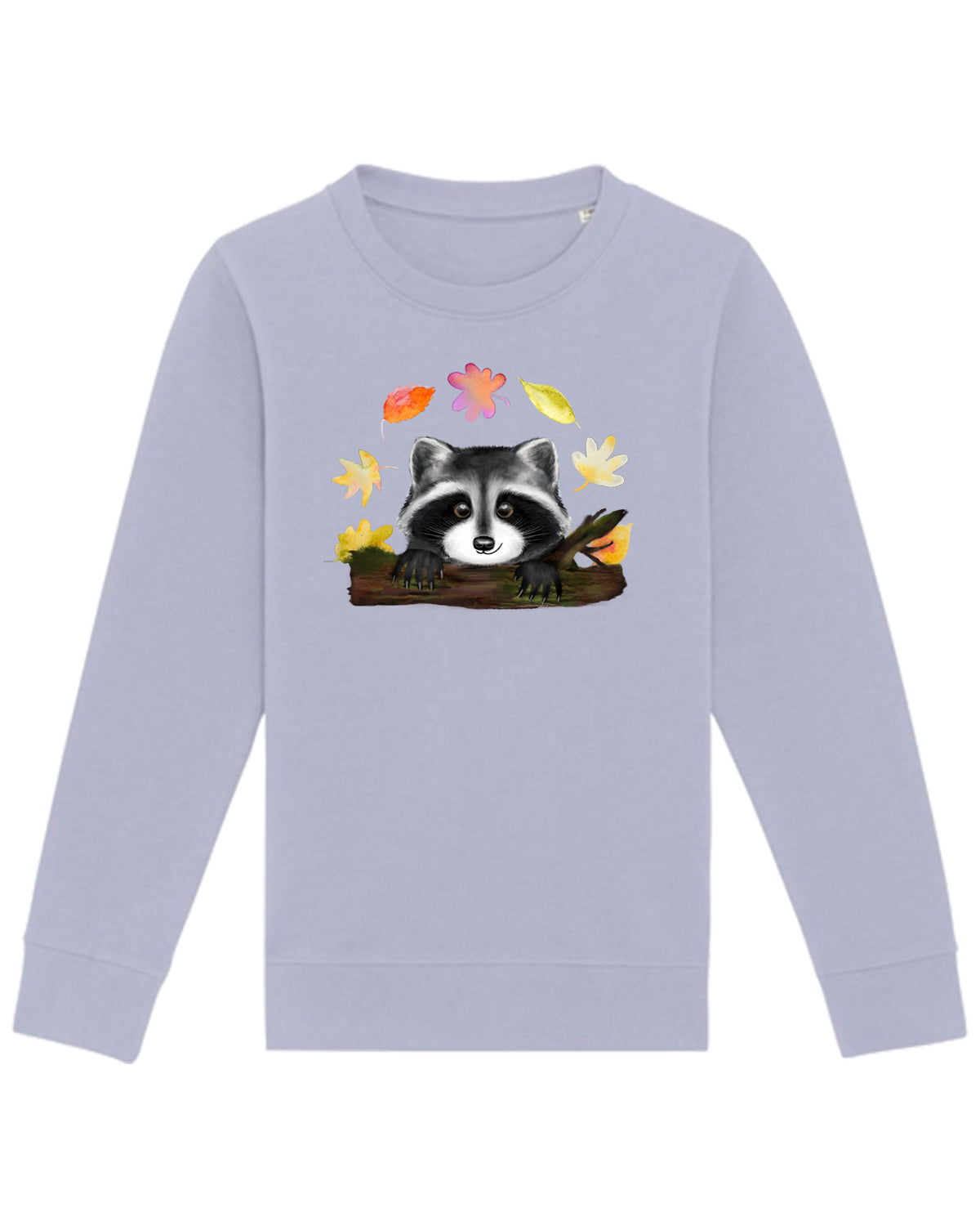 Kinder sweatshirt mit Waschbär in der Farbe Lavender