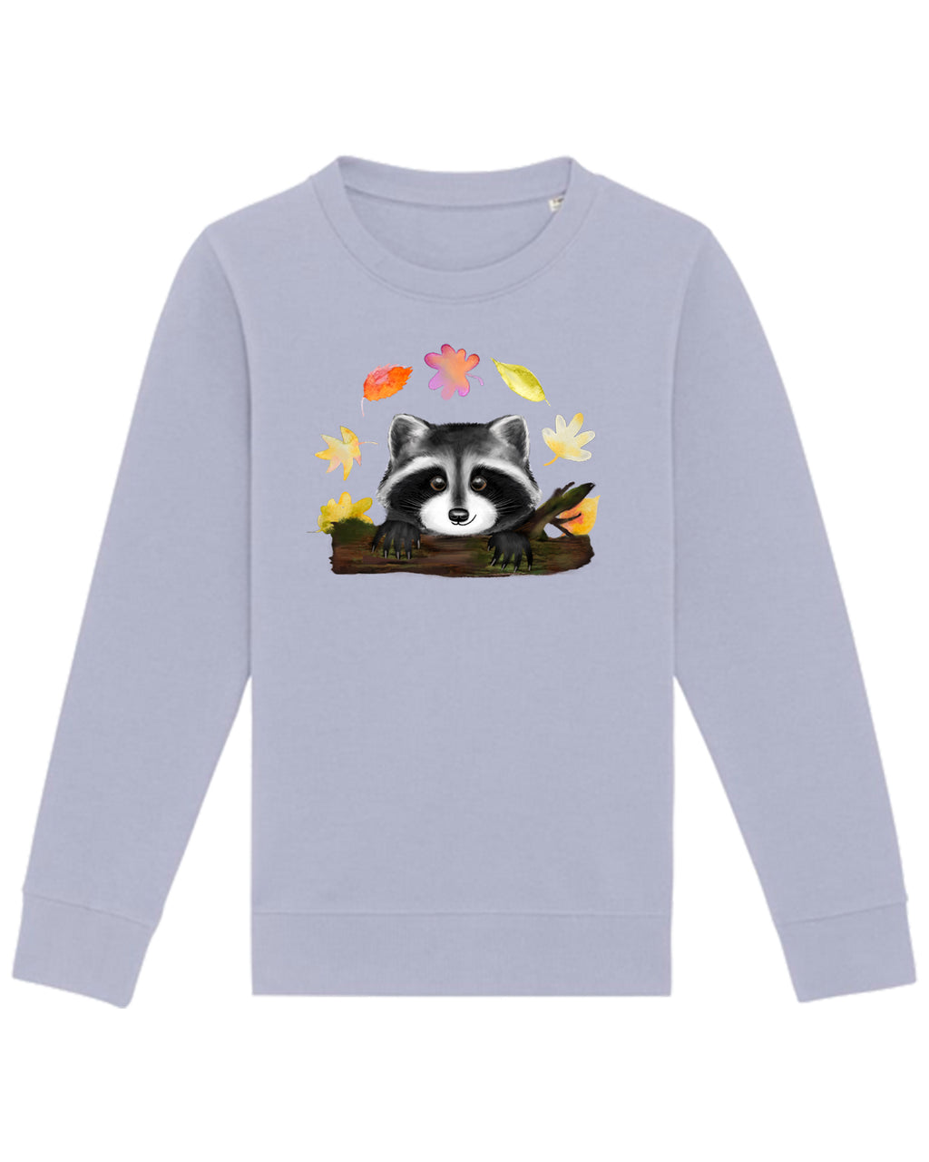 Kinder sweatshirt mit Waschbär in der Farbe Lavender