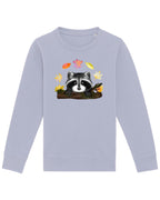 Kinder sweatshirt mit Waschbär in der Farbe Lavender