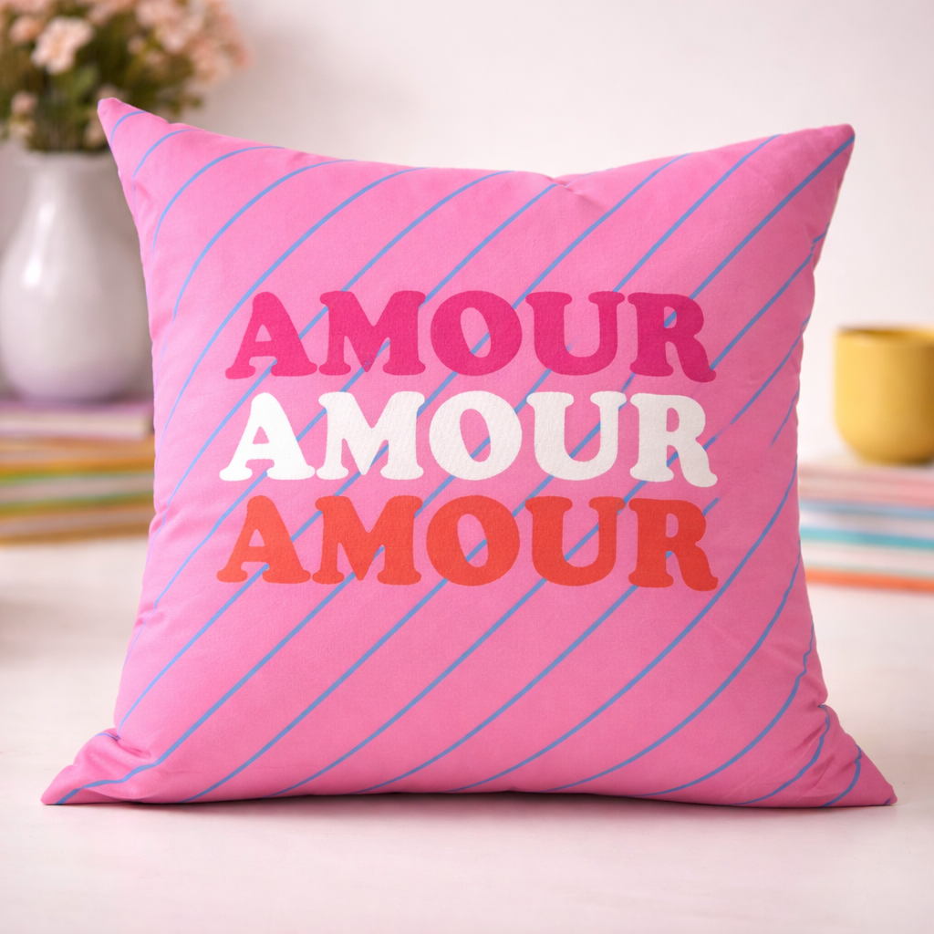 Kissenhülle Amour pink gestreift 40x40 cm