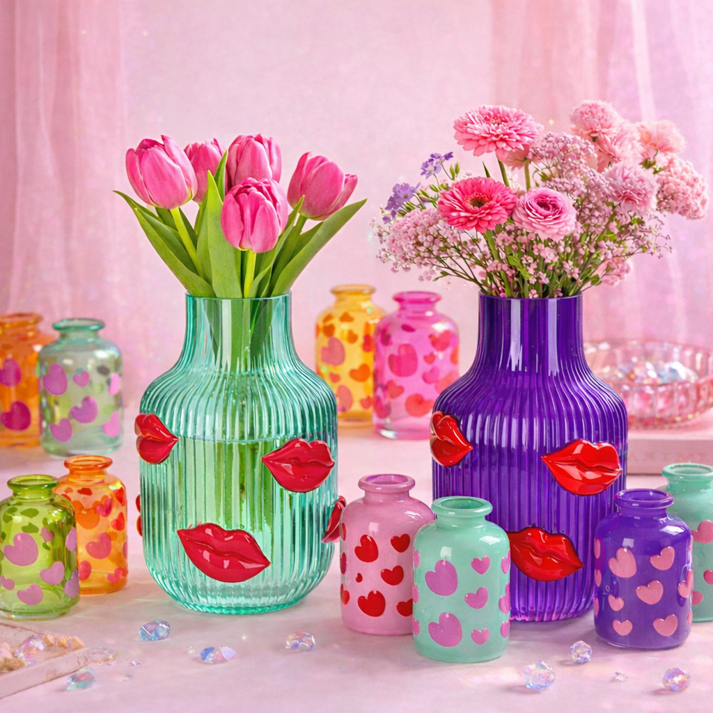Jacquard Mini Vase Herz – Neonfarben