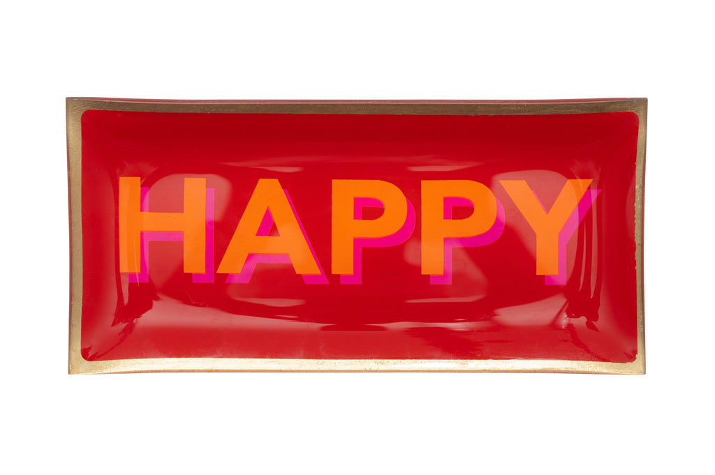Love Plates, Glasteller  L, Happy, rot