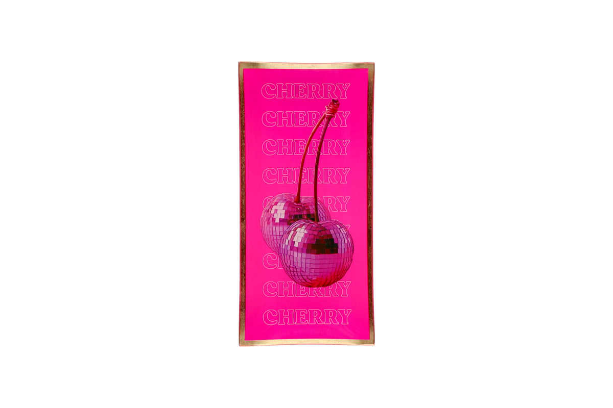 Love Plates, Glasteller L , Motiv: Cherry, neon rosa
