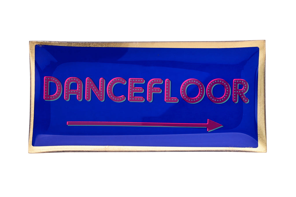Love Plates, Glasteller L, Motiv: Dancefloor, blau