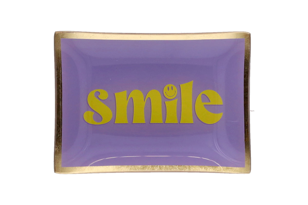 Love Plates, Glasteller M, Motiv: Smile, lila/gelb