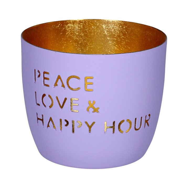Madras Windlicht "Peace Love & Happy Hour"