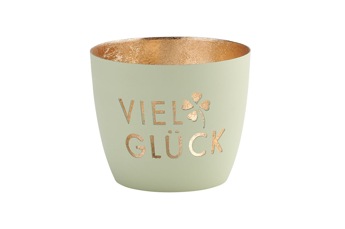 Madras Windlicht "Viel Glück"