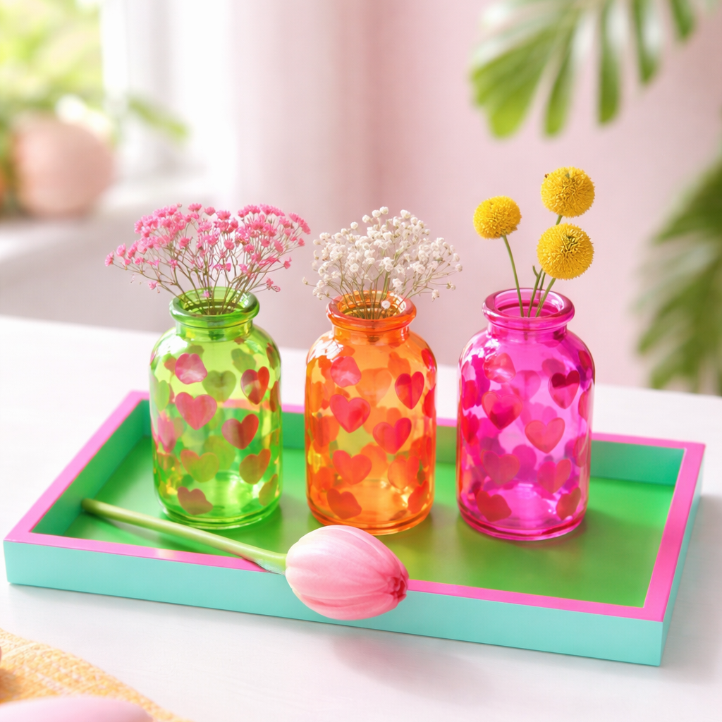Jacquard Mini Vase Herz – Neonfarben
