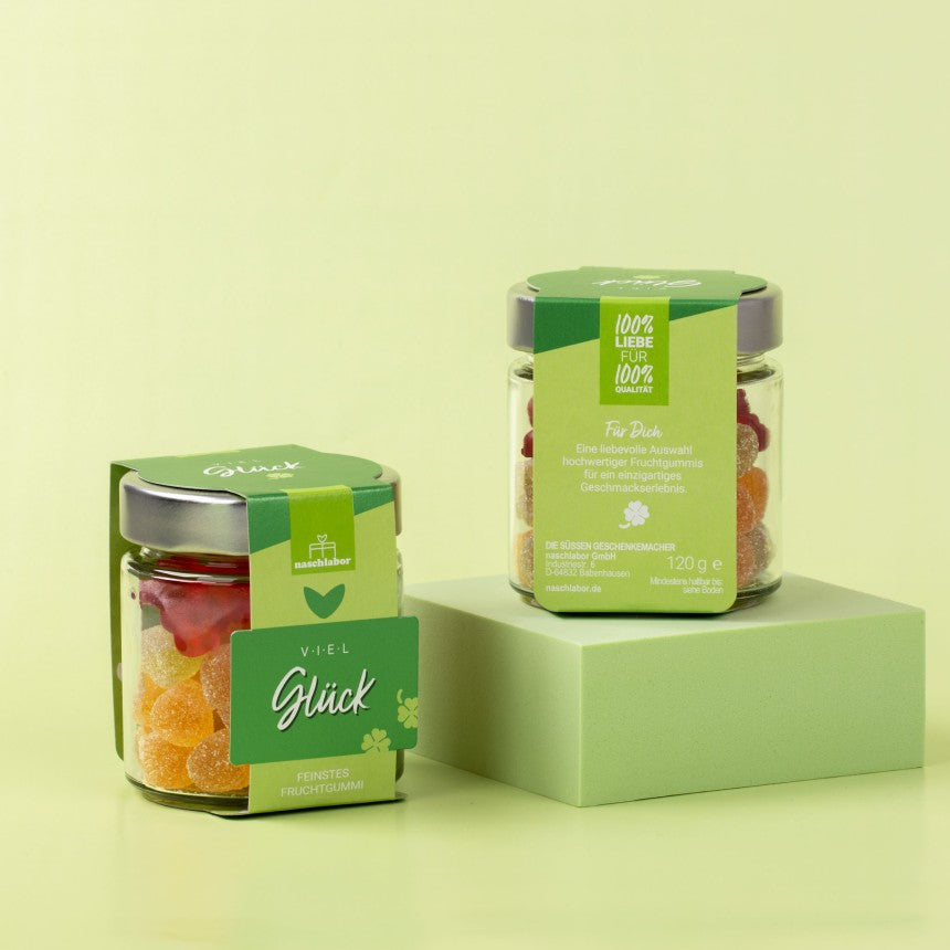 Viel Glück Fruchtgummis Glas